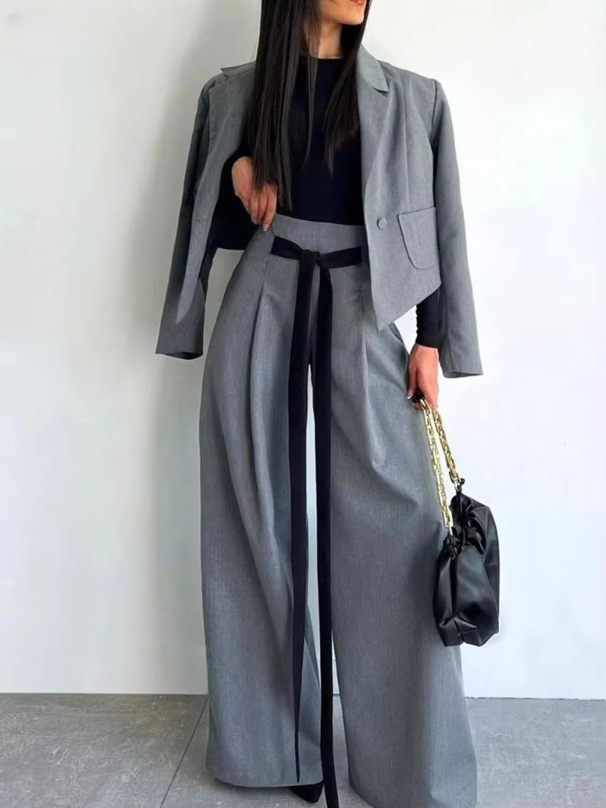 Formal Long Sleeve Blazer Loose Office Trousers 2 Piece Sets