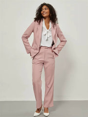Formal Long Sleeve Single Button Loose Blazer And Pants 2 Pieces Suit