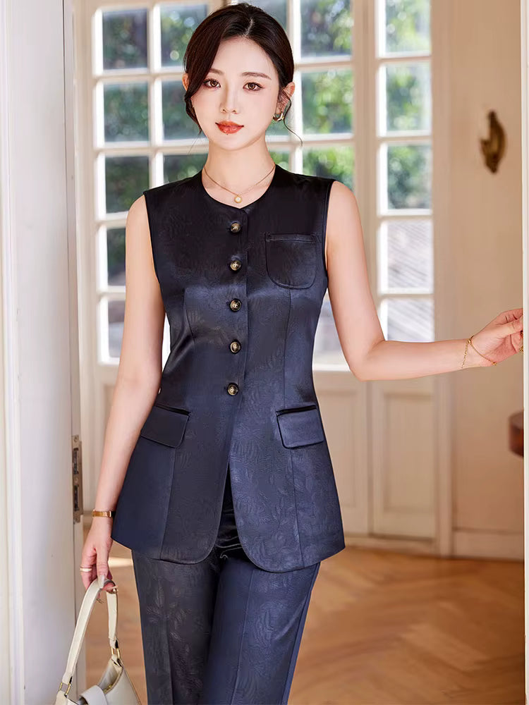 Formal Single Breasted Business Work Blazers And Ankle-Length Pant 2 Piece Set