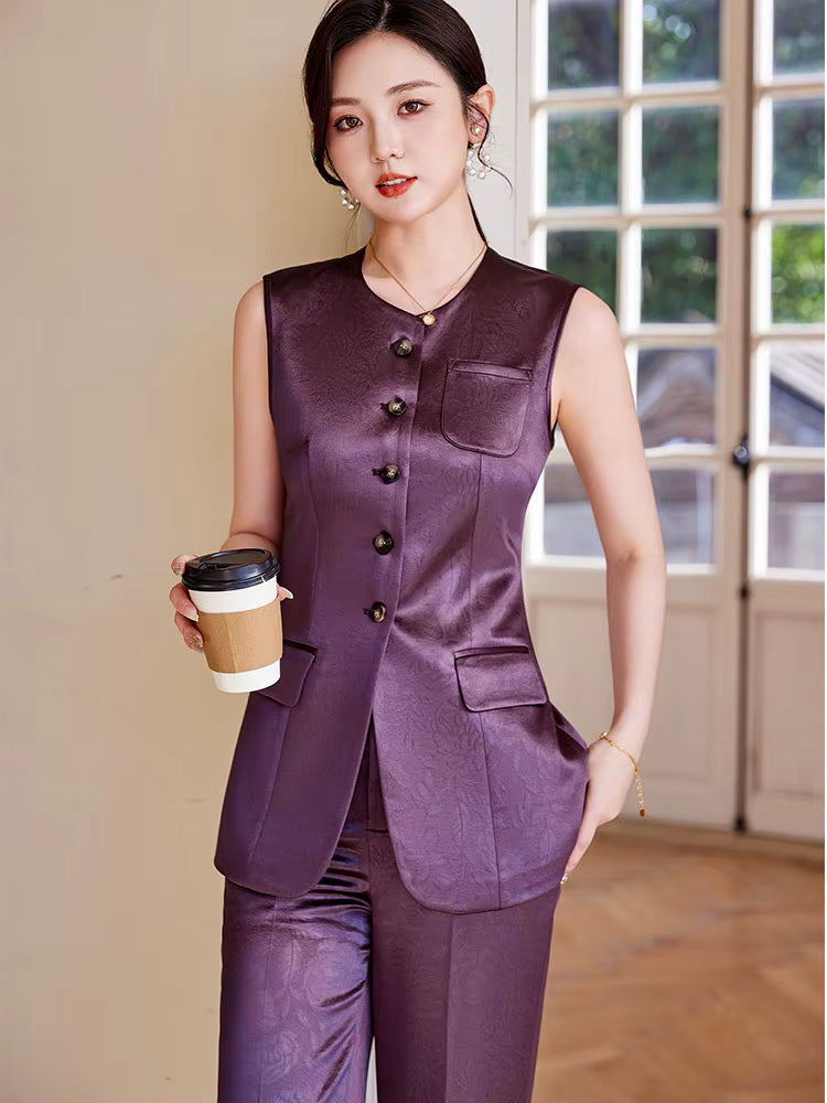 Formal Single Breasted Business Work Blazers And Ankle-Length Pant 2 Piece Set