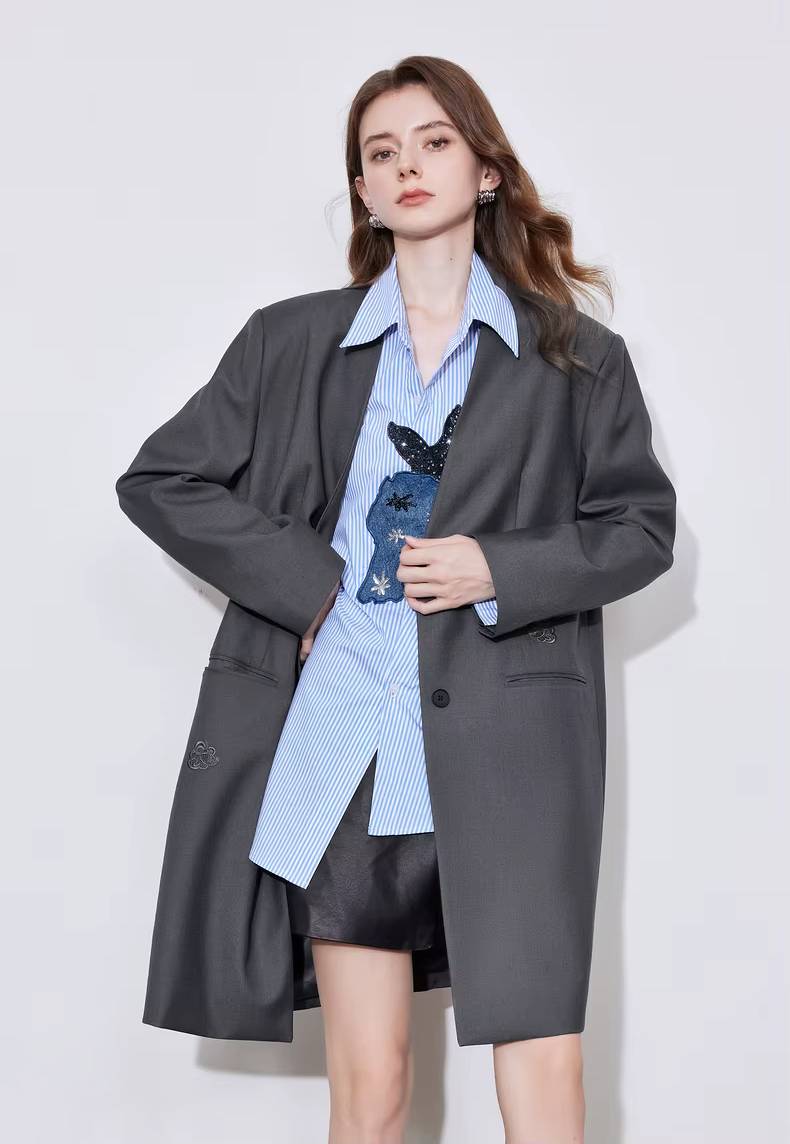 Formal Single Breasted Turn Down Collar Jacket And Skirt 2 Piece Suit