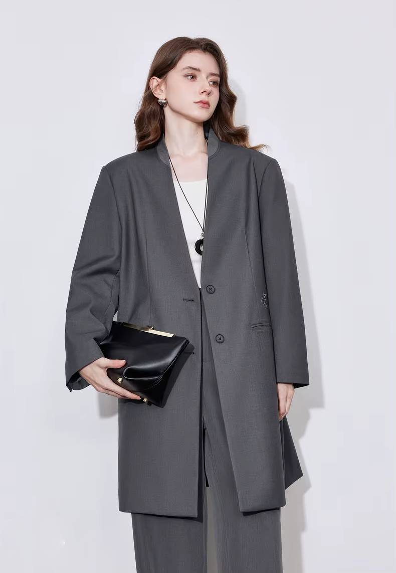 Formal Single Breasted Turn Down Collar Jacket And Skirt 2 Piece Suit