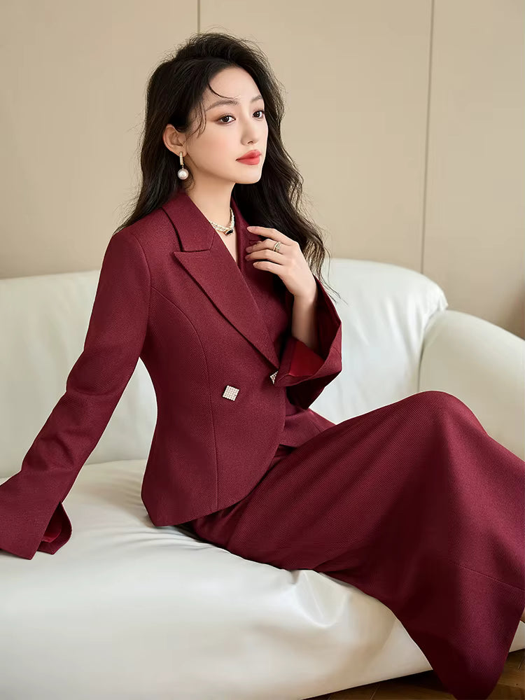 Formal Single Button Business Work Blazer And Skirt Two Piece Suit