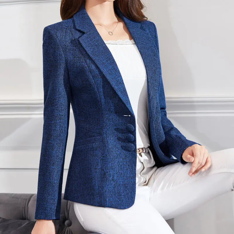 Formal Slim Single Breasted Business Style Medium Stretch Blazer