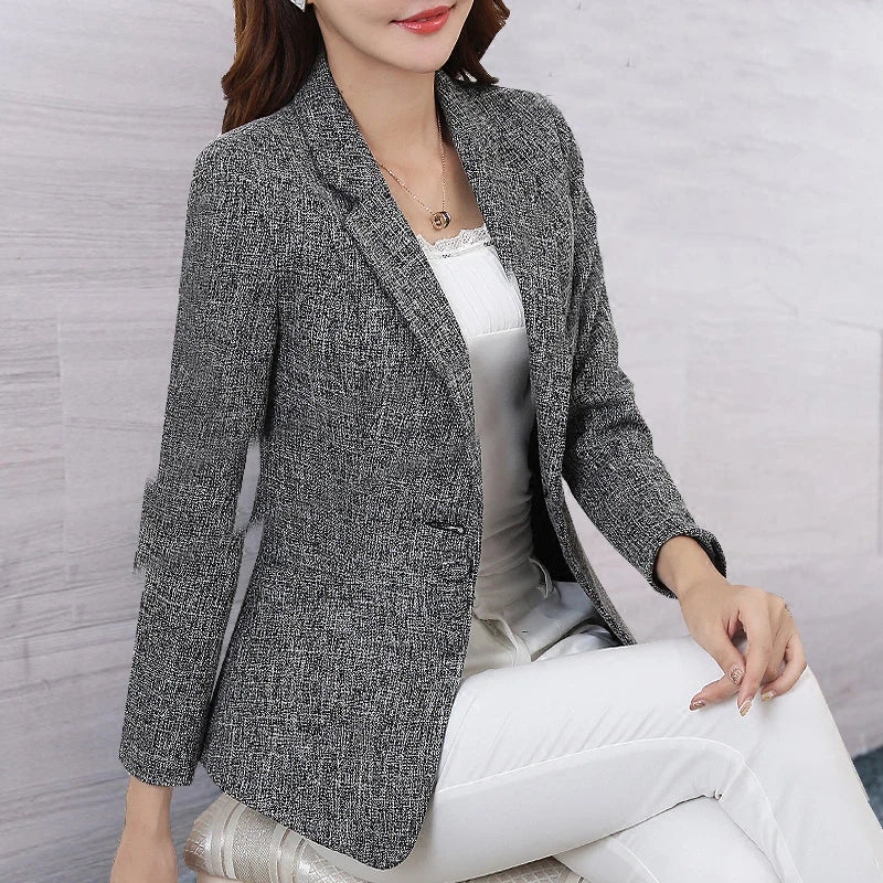 Formal Slim Single Breasted Business Style Medium Stretch Blazer