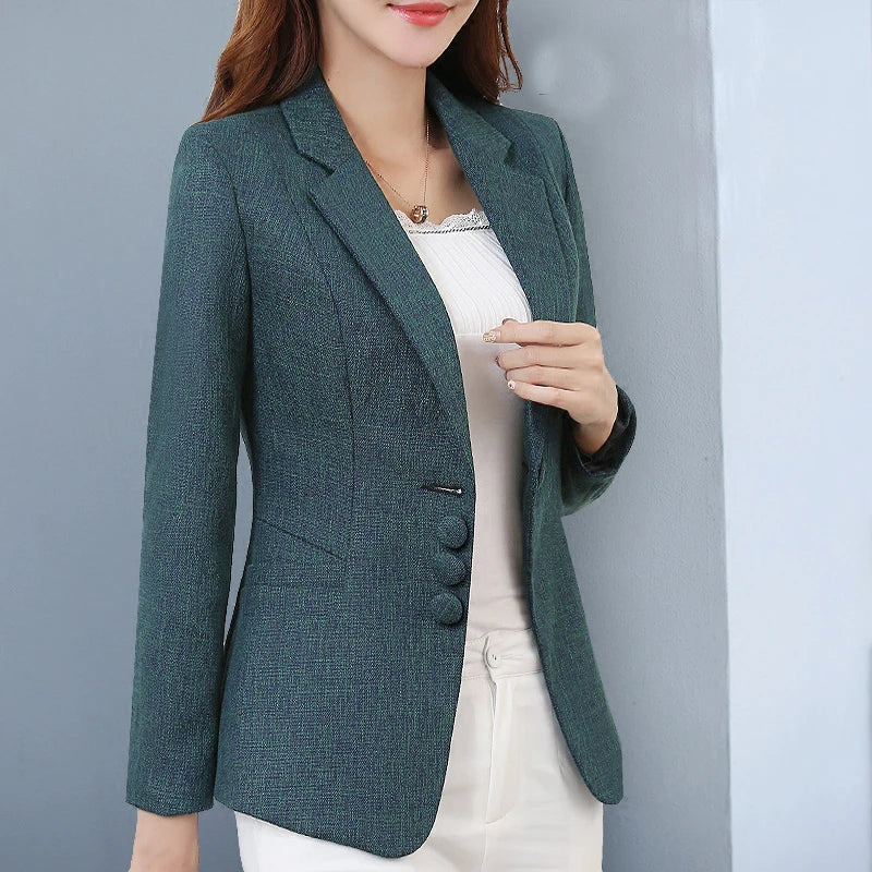 Formal Slim Single Breasted Business Style Medium Stretch Blazer