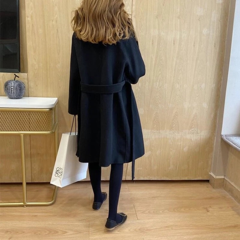 Fox Fur Collar Double-Sided Cashmere Long Coat
