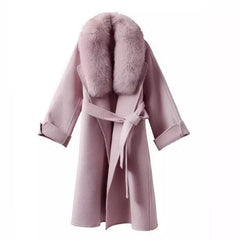Fox Fur Collar Double-Sided Cashmere Long Coat