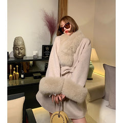 Fox hair stitched Double-sided Coat