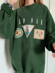 Graphics Print Round Neck Pullover Drop Shoulder Long Sleeve Sweatshirts