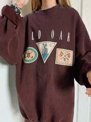 Graphics Print Round Neck Pullover Drop Shoulder Long Sleeve Sweatshirts