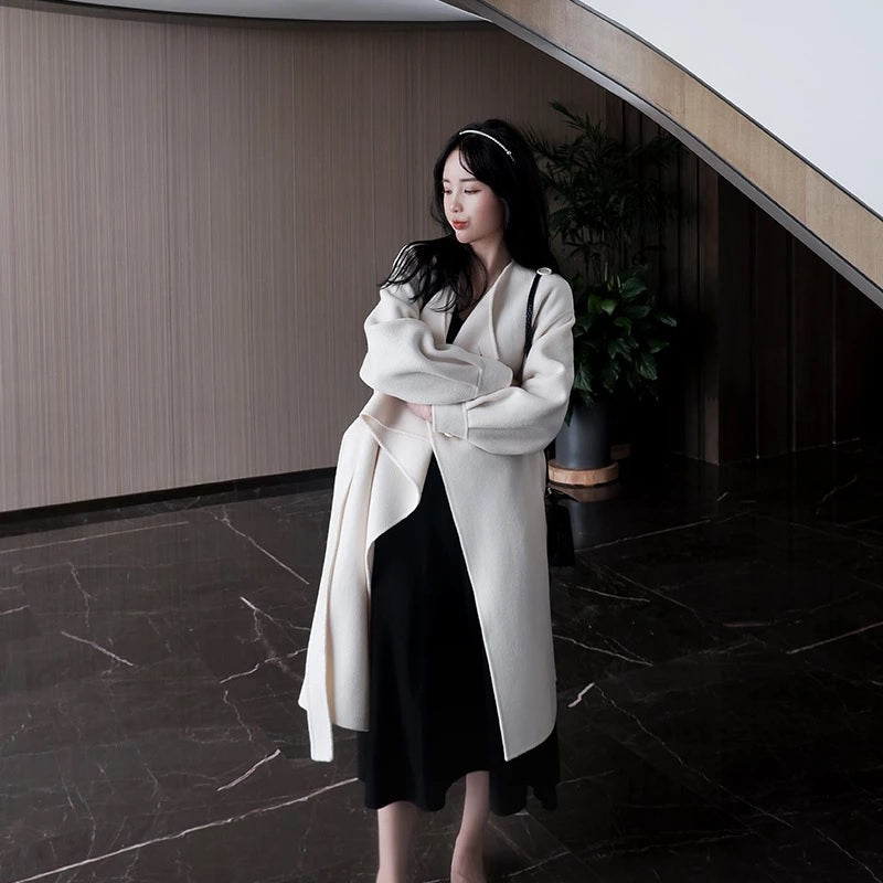Handmade Double-Sided Cashmere Solid Color Wool Overcoat