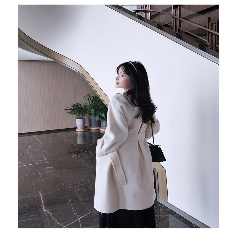 Handmade Double-Sided Cashmere Solid Color Wool Overcoat