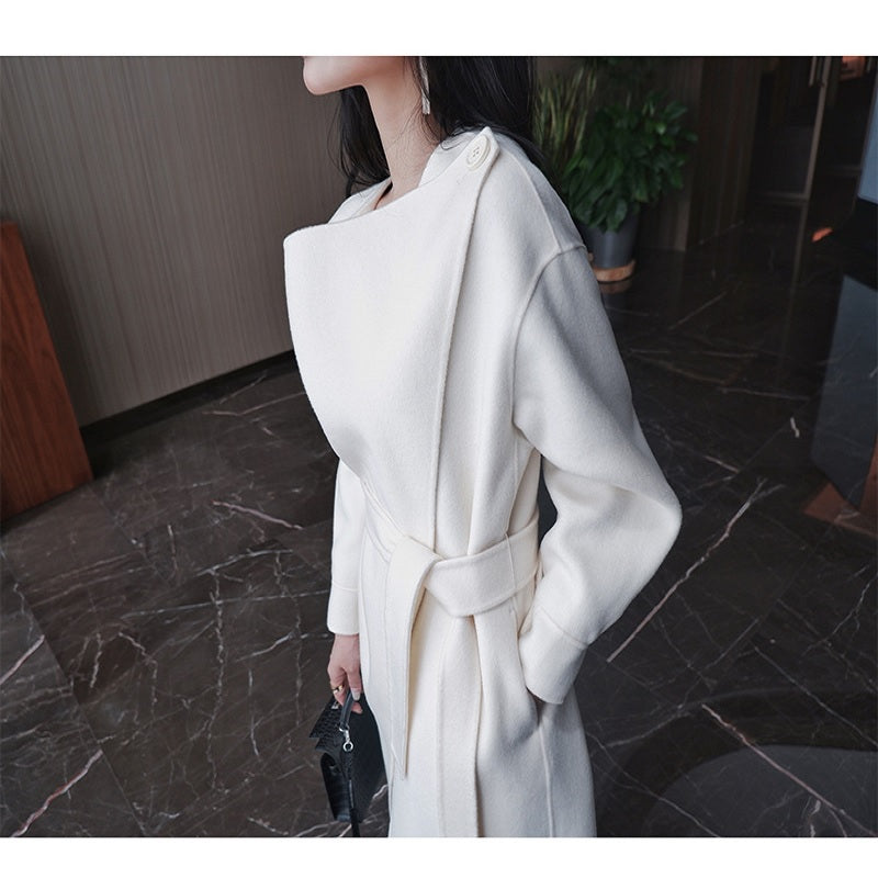 Handmade Double-Sided Cashmere Solid Color Wool Overcoat