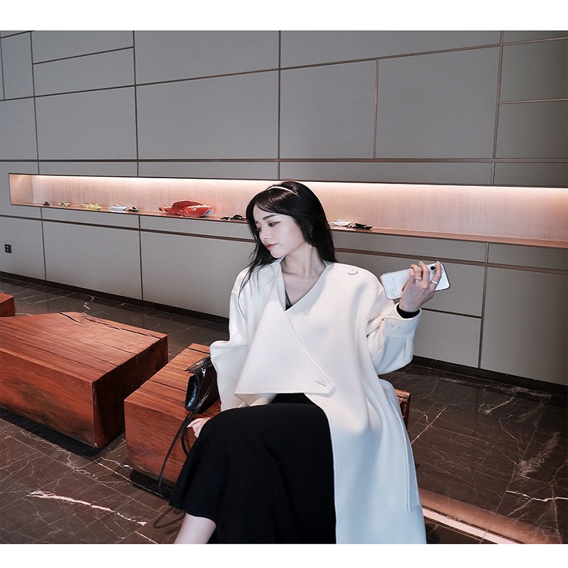 Handmade Double-Sided Cashmere Solid Color Wool Overcoat