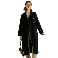 Hepburn Style Single-breasted Mid-length Wool Coat