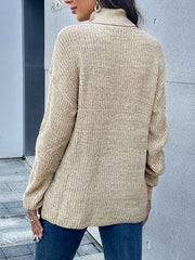 High Collar Long Sleeves Oversized Polyester Sweaters