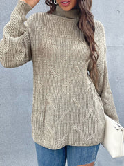 High Collar Long Sleeves Oversized Polyester Sweaters