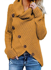 High Neck Pullover Solid Color Sweater