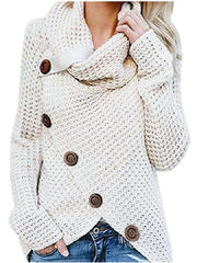 High Neck Pullover Solid Color Sweater