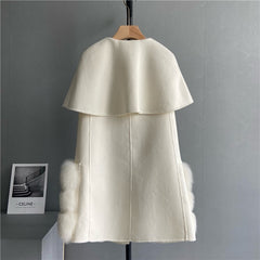 High-Quality Cashmere Blend Cloak Shawl Patchwork Coat