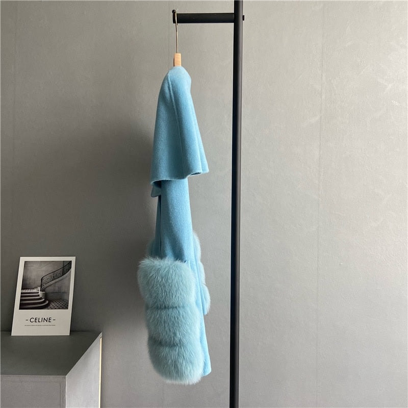 High-Quality Cashmere Blend Cloak Shawl Patchwork Coat