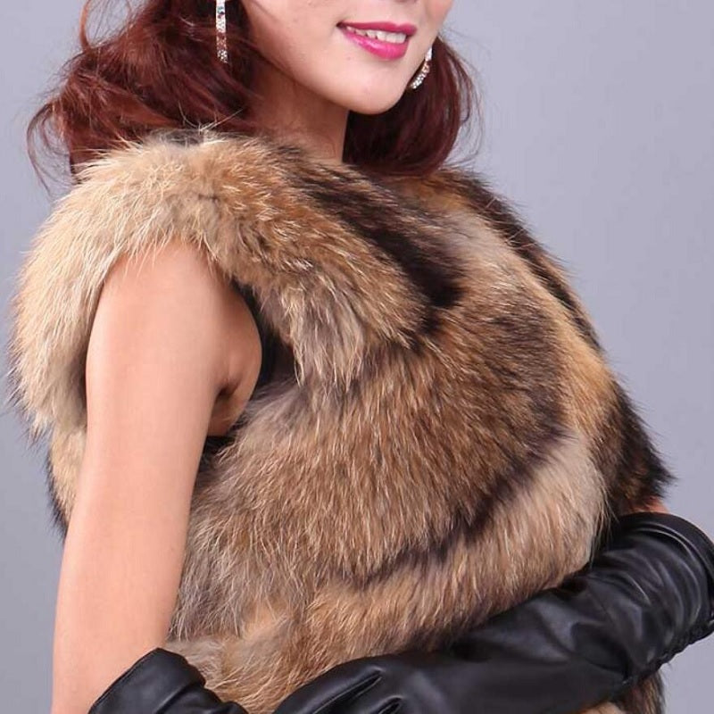 High-Quality Retro Vintage Raccoon Fox Fur Vests