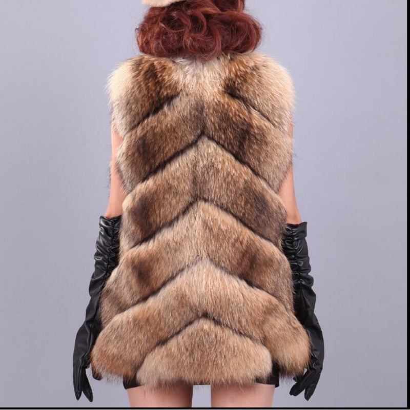 High-Quality Retro Vintage Raccoon Fox Fur Vests