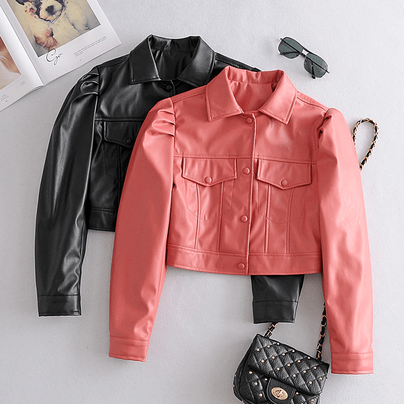 High Street PU Faux Leather Cropped Moto Bike Jacket