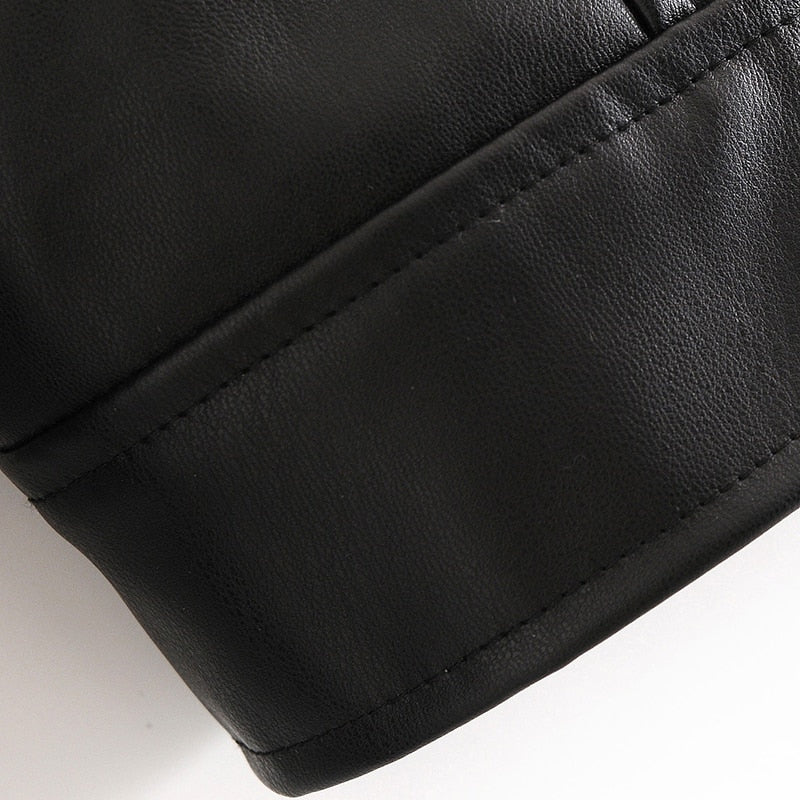 High Street PU Faux Leather Cropped Moto Bike Jacket