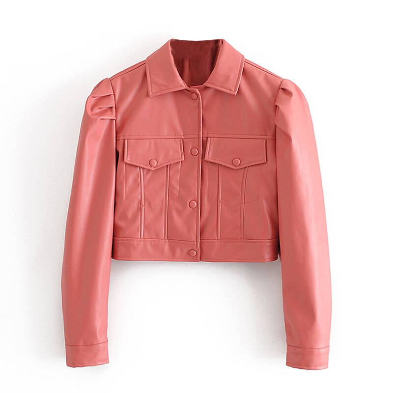 High Street PU Faux Leather Cropped Moto Bike Jacket
