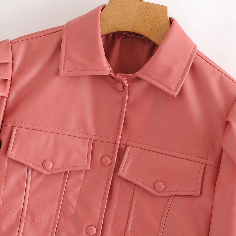 High Street PU Faux Leather Cropped Moto Bike Jacket