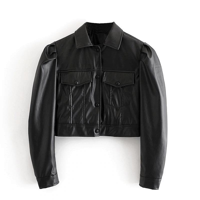 High Street PU Faux Leather Cropped Moto Bike Jacket