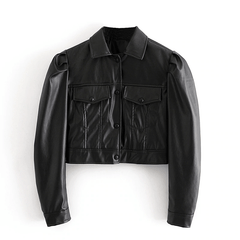 High Street PU Faux Leather Cropped Moto Bike Jacket