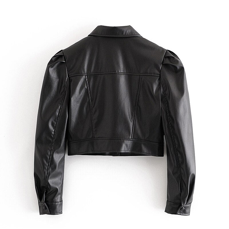 High Street PU Faux Leather Cropped Moto Bike Jacket