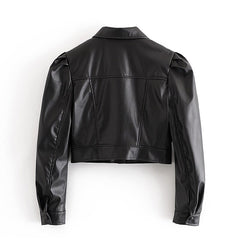 High Street PU Faux Leather Cropped Moto Bike Jacket