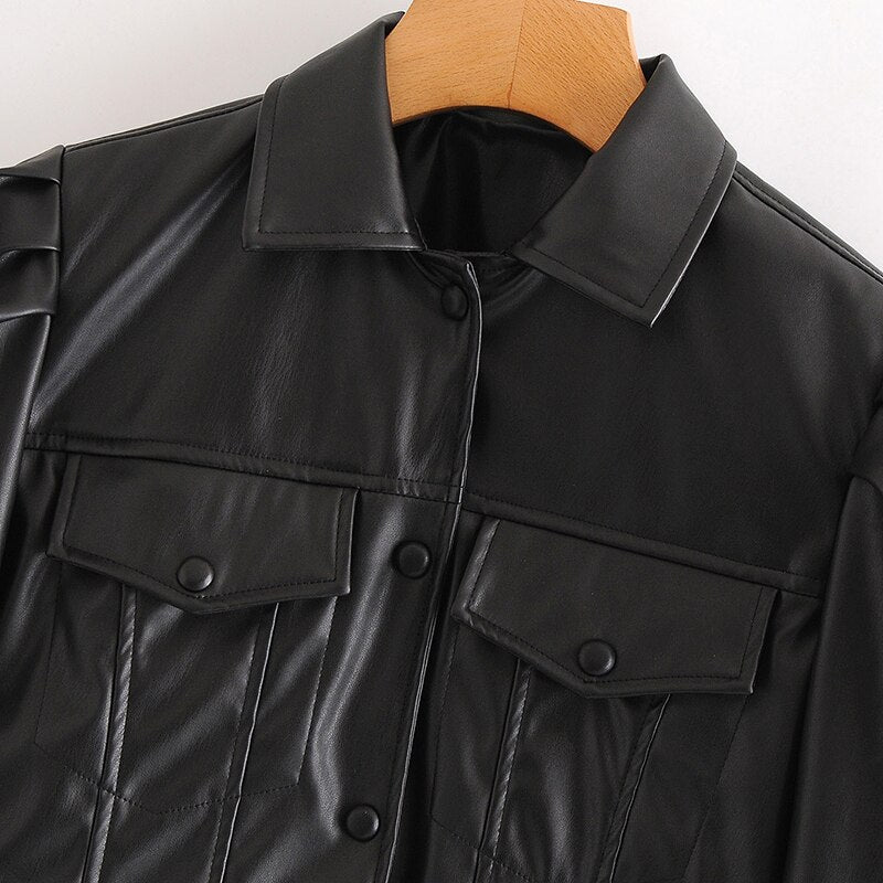 High Street PU Faux Leather Cropped Moto Bike Jacket