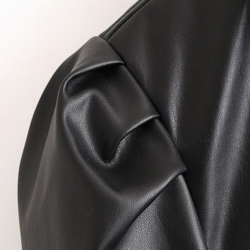 High Street PU Faux Leather Cropped Moto Bike Jacket