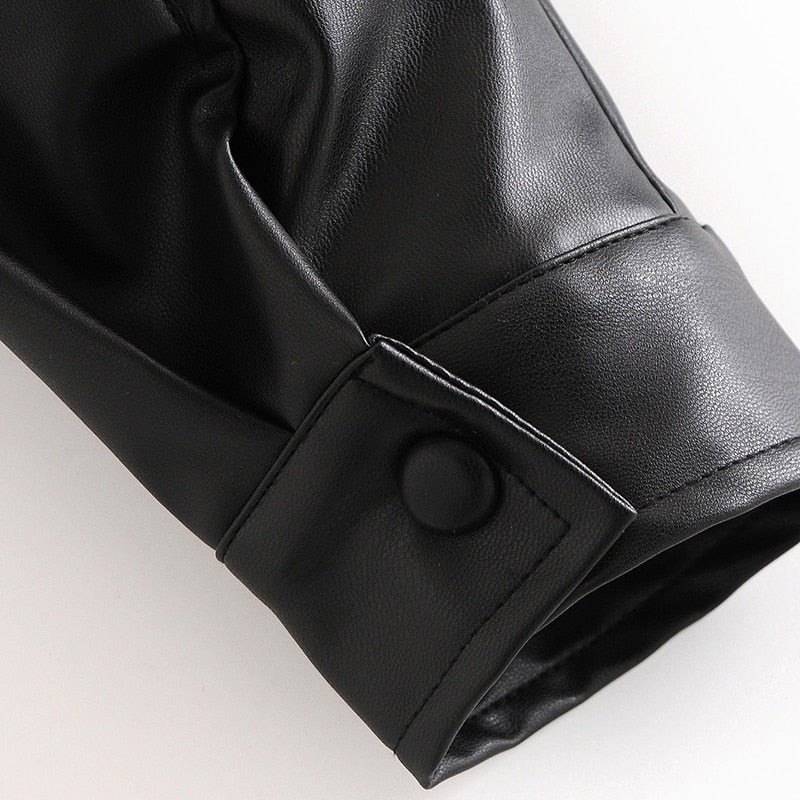 High Street PU Faux Leather Cropped Moto Bike Jacket
