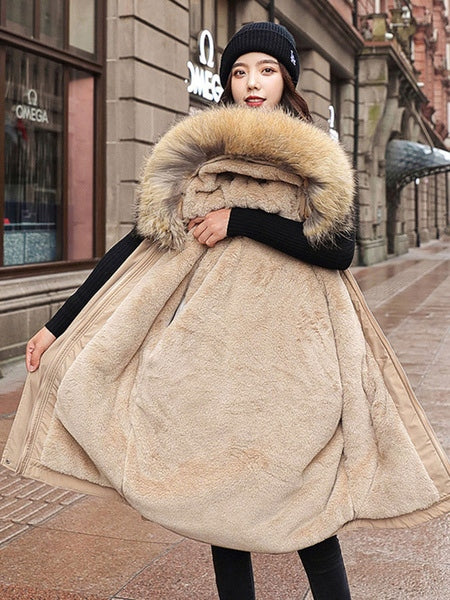 Hooded Lace Up Zipper Long Sleeves Coat