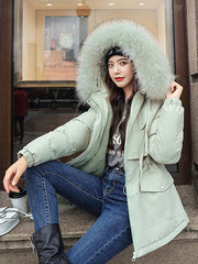 Hooded Lace Up Zipper Long Sleeves Coat
