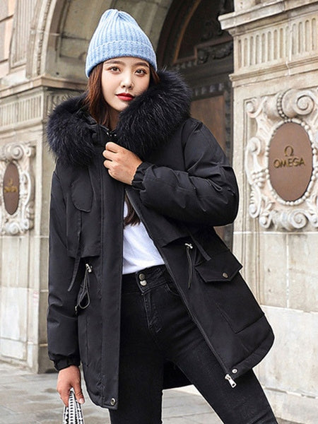 Hooded Lace Up Zipper Long Sleeves Coat