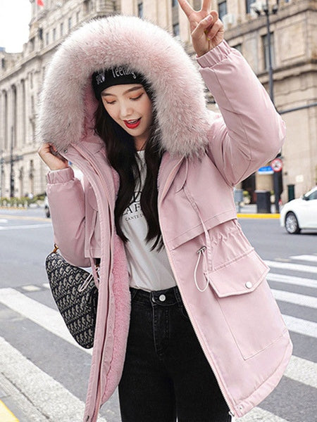 Hooded Lace Up Zipper Long Sleeves Coat