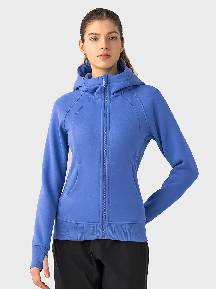 Hooded Zipper Casual Daily Long Sleeves Solid Elegant And Vintage Jacket