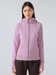 Hooded Zipper Casual Daily Long Sleeves Solid Elegant And Vintage Jacket