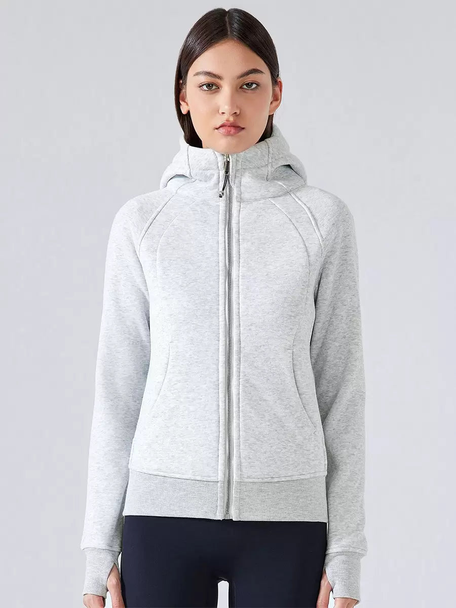 Hooded Zipper Casual Daily Long Sleeves Solid Elegant And Vintage Jacket