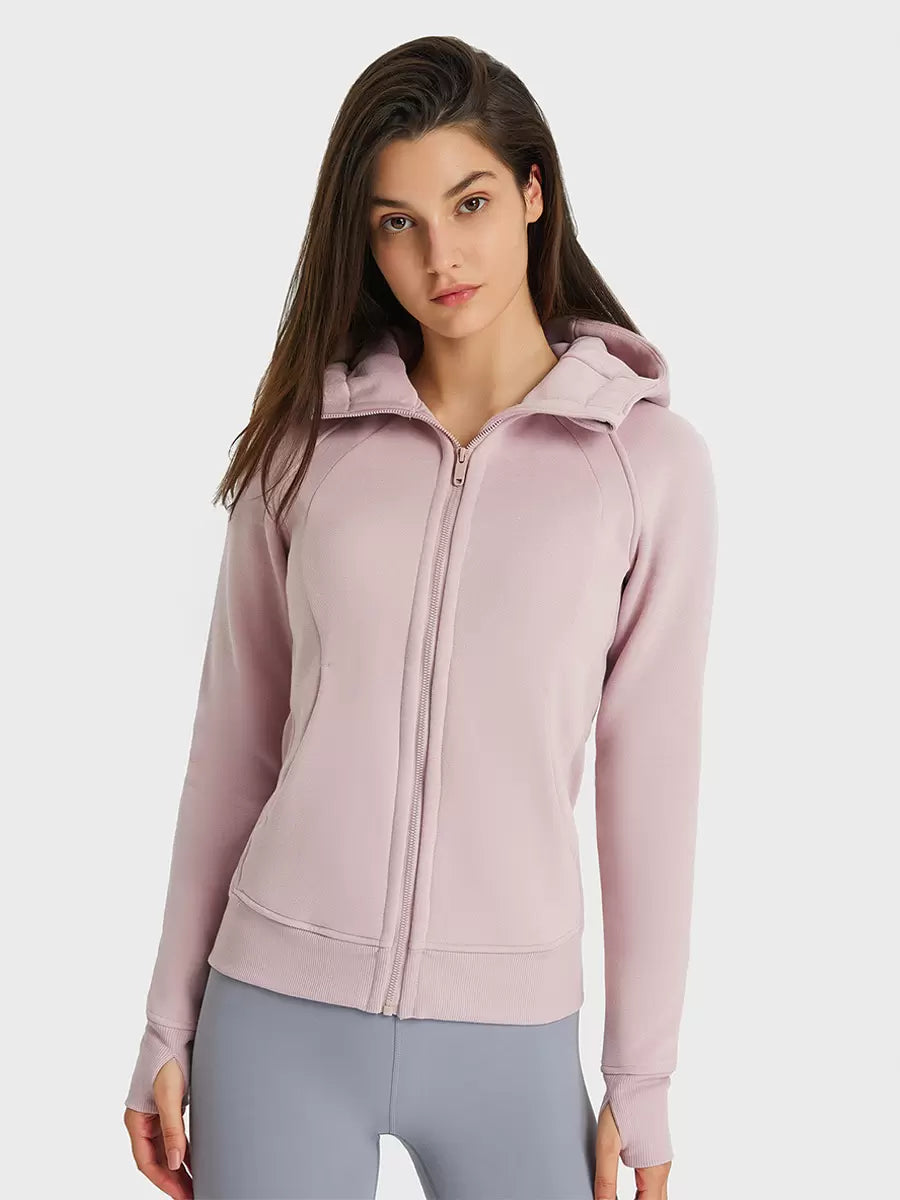 Hooded Zipper Casual Daily Long Sleeves Solid Elegant And Vintage Jacket