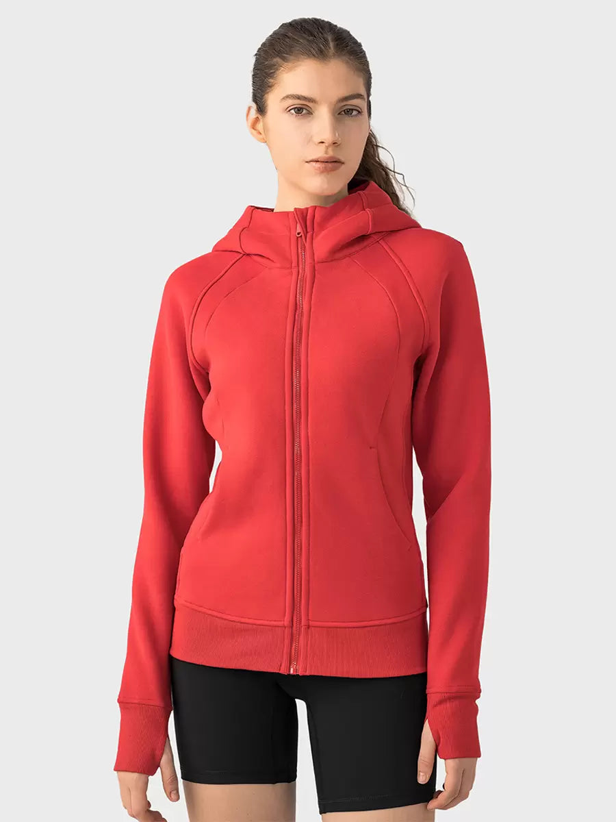 Hooded Zipper Casual Daily Long Sleeves Solid Elegant And Vintage Jacket