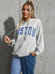 Hoodie Letters Print Pattern Lace Up Polyester Sweatshirt