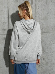 Hoodie Letters Print Pattern Lace Up Polyester Sweatshirt